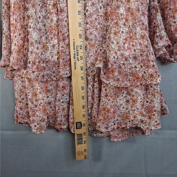 Japna Dress Women's Medium Long Sleeves V-Neck Pink Feminine Layered Boho - Picture 12 of 13